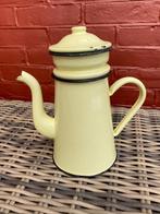 Brocante, vintage pastelgele/gele koffiepot compleet, Ophalen of Verzenden