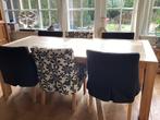 Teakhouten eettafel met 6 eetkamer stoelen, Huis en Inrichting, Tafels | Eettafels, 200 cm of meer, Gebruikt, Rechthoekig, Ophalen of Verzenden