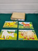 Houten puzzels in kistje , vintage vier puzzels, Ophalen of Verzenden