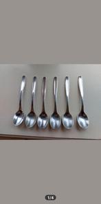 6 theelepeltjes van Sola Elite / Klein parelrandje, Antiek en Kunst, Ophalen of Verzenden