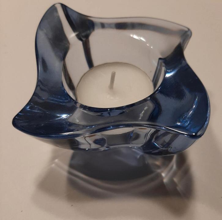 villeroy&boch blauw kristallen waxinelichthouder - new wave, Huis en Inrichting, Woonaccessoires | Kandelaars en Kaarsen, Nieuw