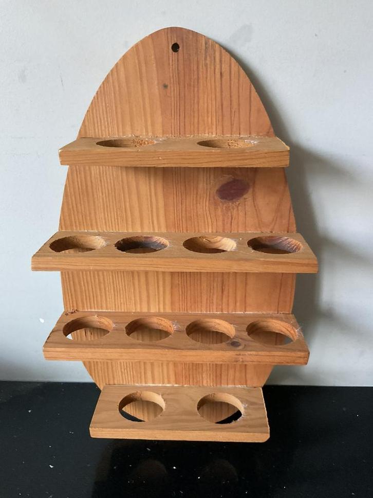 Brocante houten eierrekje (hangend), Antiek en Kunst, Curiosa en Brocante, Ophalen of Verzenden