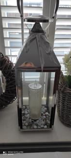 Set van 3 zilverkleurige windlichten, Huis en Inrichting, Ophalen, Wit, Zo goed als nieuw, Metaal