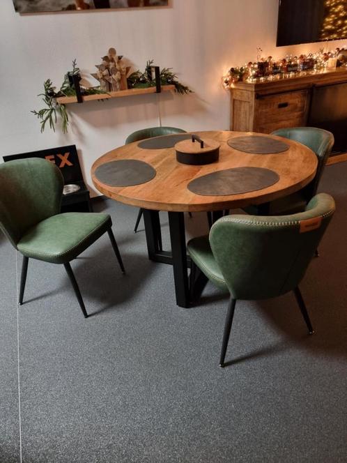 KOOPJE: 4 groene eetkamerstoelen in nieuwstaat met garantie, Huis en Inrichting, Stoelen, Zo goed als nieuw, Vier, Leer, Overige kleuren