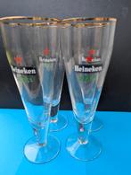 4x Vintage Heineken bierglas op voet, Ophalen of Verzenden, Zo goed als nieuw, Glas of Glazen, Heineken