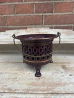 Comfort / theelichtje aubergine emaille met gouden bies, Antiek en Kunst, Antiek | Emaille, Ophalen of Verzenden