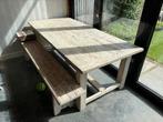 Landelijke tafel met bijpassende bank, Tuin en Terras, Gebruikt, Rechthoekig, Ophalen of Verzenden, Hout