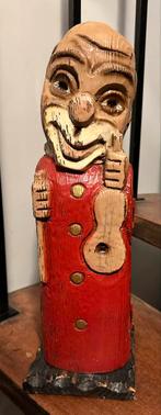 Uniek handgesneden hout beeld, wijnfleshouder folk art stijl, Ophalen of Verzenden