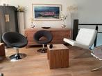 Twee elegante en compacte draaifauteuils design, Metaal, Gebruikt, Minder dan 75 cm, Ophalen of Verzenden