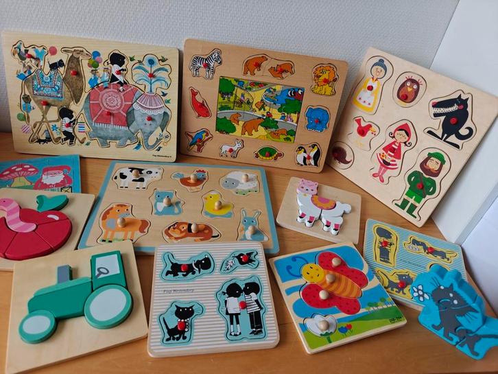 Houten Puzzels: Jip & Janneke, Dieren, Roodkapje ea, Kinderen en Baby's, Speelgoed | Kinderpuzzels, Gebruikt, 2 tot 4 jaar, 10 tot 50 stukjes