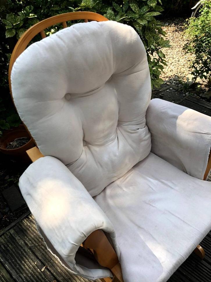 Schommelstoel KUB, Huis en Inrichting, Stoelen, Gebruikt, Eén, Hout, Stof, Wit, Ophalen