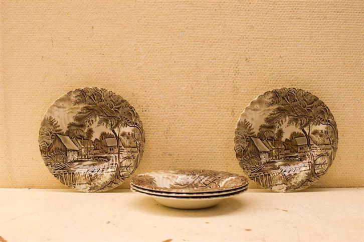 5 stuks Johnson Brothers Watermill porseleinen diepe borden, Huis en Inrichting, Keuken | Servies, Gebruikt, Bord(en), Wedgwood