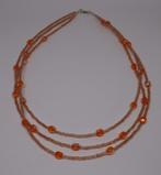 Ketting met oranje glinsterende glaskralen en rocailles, Ophalen of Verzenden, Nieuw, Oranje, Overige materialen