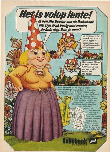 retro reclame 1977 Rabobank Ma Bouter in de tuin beschikbaar voor biedingen