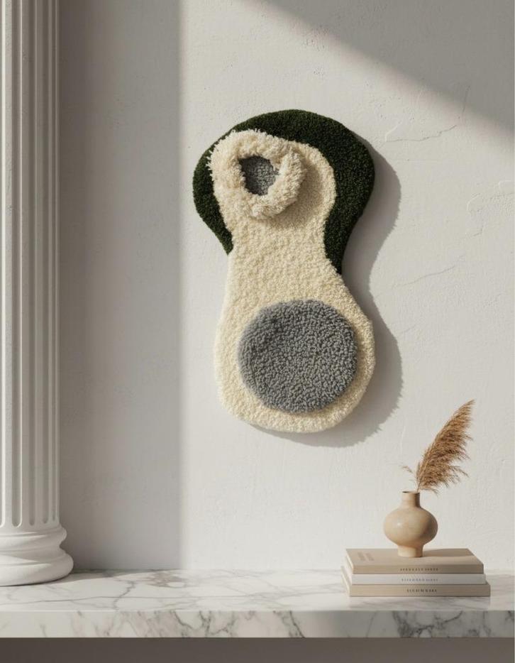 Duurzame textiel kunstwerk - Fossil Bloom (55x35cm), Huis en Inrichting, Woonaccessoires | Wanddecoraties, Nieuw, Verzenden