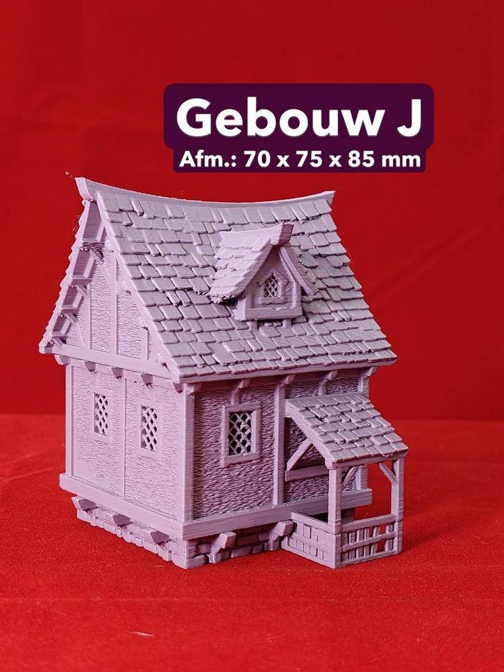 3D Geprint Miniatuur Gebouw J – Detailrijk & Vol Sfeer, Hobby en Vrije tijd, Modelbouw | Figuren en Diorama's, Nieuw, Diorama