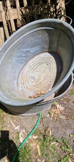 2 mooie groote zinken teilen (prijs is voor beide) (brocante, Ophalen of Verzenden, Gebruikt