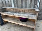 Complete houten tuinset bar met 3 barkrukken, 2 loungebanken, Tuin en Terras, Tuinsets en Loungesets, Ophalen, Gebruikt, Hout