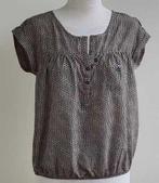 Broadway beige bloesje met donkerblauw mt. 38, Kleding | Dames, Maat 38/40 (M), Beige, Ophalen of Verzenden, Zo goed als nieuw