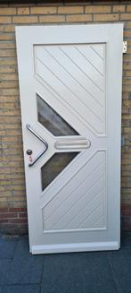 Hardhout voordeur 201 X 87,5 cm., Doe-het-zelf en Verbouw, Deuren en Horren, Ophalen, 80 tot 100 cm, 200 tot 215 cm, Glas