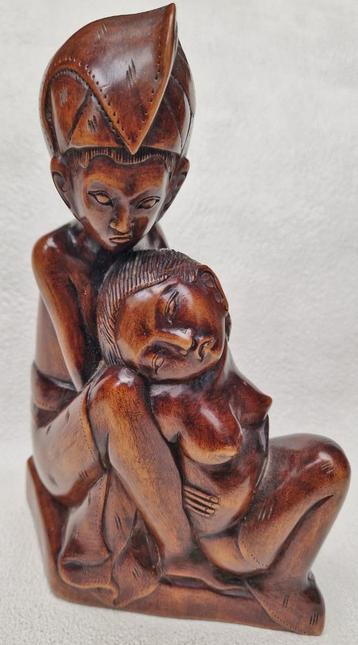 Art Deco BALINESE snijkunst Man met naakte zwangere vrouw beschikbaar voor biedingen