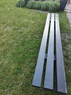 Houten bank, heel zwar, hardhout exotisch 3,5 m lang, Ophalen, Zo goed als nieuw, Planken, Hardhout