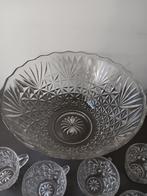 Vintage glazen punchset – schaal + 9 cups + lepel, Huis en Inrichting, Keuken | Servies, Gebruikt, Ophalen of Verzenden, Overige stijlen