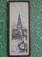 pentekening in lijst/glas Montelbaantoren Amsterdam, Antiek en Kunst, Ophalen of Verzenden