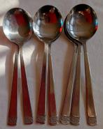Romance Stainless set 7 lepels kleine relief bloemetjes, Ophalen of Verzenden, Gebruikt, Rvs of Chroom