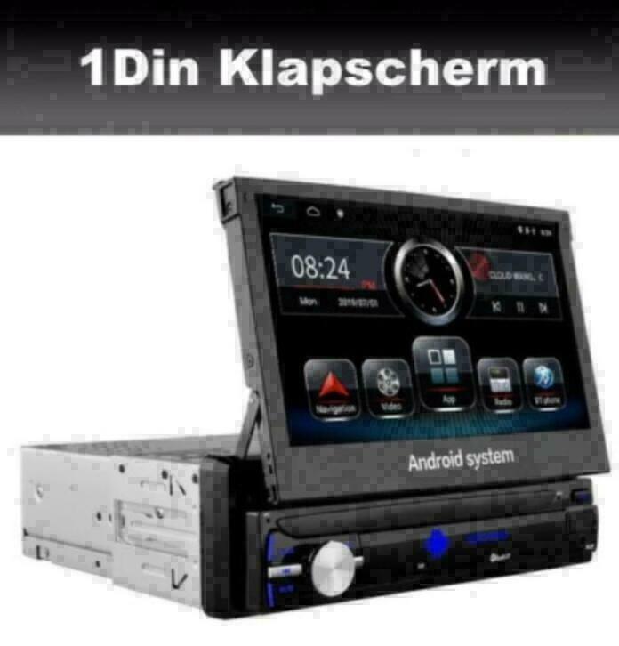 1din radio navigatie android 9.0 wifi dab+ carkit klapscherm, Auto diversen, Autoradio's, Nieuw, Ophalen of Verzenden