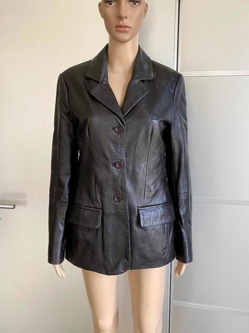 H910 Echt-leren jasje maat 36=S blazer colbert leer d-bruin, Kleding | Dames, Jasjes, Kostuums en Pakken, Zo goed als nieuw, Jasje
