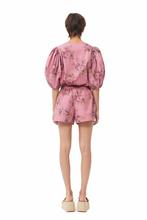 * GANNI 34 * NIEUW blouse bloem met pofmouwen. Nww € 175., Ganni, Nieuw, Ophalen of Verzenden, Roze