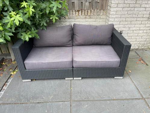 Loungeset tuin antraciet 166x82x63, Tuin en Terras, Tuinsets en Loungesets, Gebruikt, Loungeset, Rotan, 2 zitplaatsen, Bank, Hocker