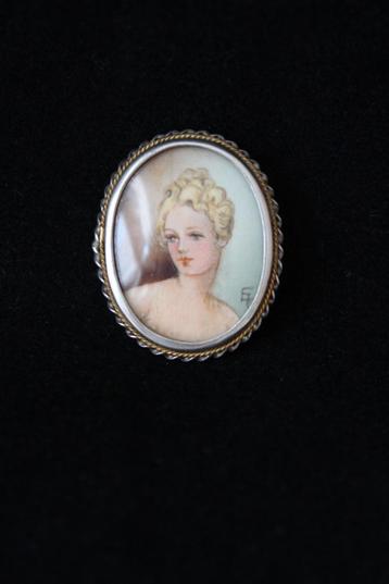 Antieke Franse zilver portret broche/hanger 1852-1870 beschikbaar voor biedingen