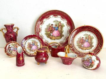 Limoges porselein miniaturen rood 10 stuks beschikbaar voor biedingen