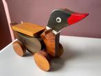 Vintage houten loopeend, Kinderen en Baby's, Speelgoed | Houten speelgoed, Gebruikt, Ophalen of Verzenden, Rij- of Hobbelspeelgoed