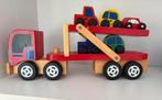 Houten truck met auto’s, Ophalen, Zo goed als nieuw