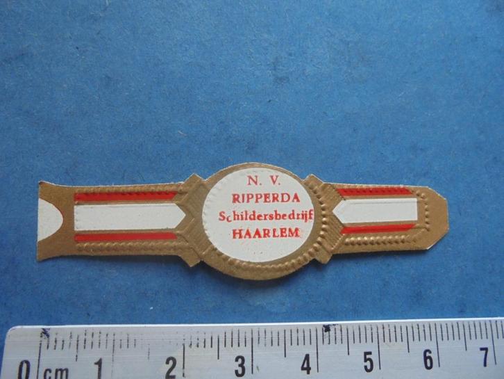 Sigarenband Schildersbedrijf Ripperda in HAARLEM, Verzamelen, Rookartikelen, Aanstekers en Luciferdoosjes, Zo goed als nieuw, Sigarenbandjes