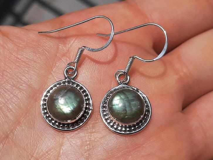 Vanoli - 925 zilver oorbellen met labradoriet, Sieraden, Tassen en Uiterlijk, Oorbellen, Nieuw, Hangers, Zilver, Overige kleuren