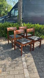 set vintage stoelen (4), Huis en Inrichting, Stoelen, Ophalen, Hout, Gebruikt, Bruin