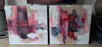 2 Abstracte Schilderijen met Reliëf 80x80, Ophalen