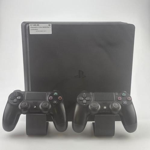 Playstation 4 Slim 500GB Met 2 Controllers, Spelcomputers en Games, Spelcomputers | Sony PlayStation 4, Zo goed als nieuw