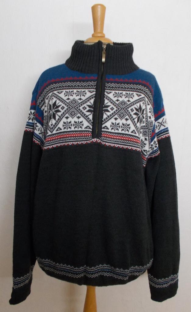 Noorse unisex 50% wollen windstopper donkergrijze trui! 48, Kleding | Dames, Truien en Vesten, Zo goed als nieuw, Maat 46/48 (XL) of groter