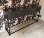 Grote stalen sidetable, Ophalen, Zo goed als nieuw, 25 tot 50 cm, Rechthoekig