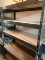 Metalen stellingkast met houten planken, Ophalen of Verzenden