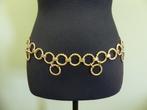 Vintage goudkleurige metalen ketting riem | HIP 2eHands |, Gedragen, 80 tot 90 cm, 5 cm of meer, Vintage