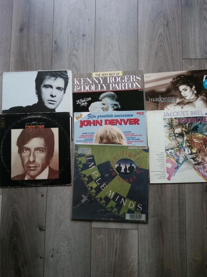 Diverse LP's: Cohen, Rogers/Parton, Denver, Simple Minds, Cd's en Dvd's, Vinyl | Pop, Gebruikt, 1960 tot 1980, 12 inch, Ophalen of Verzenden