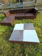 Tuinloungeset met lage zit, Ophalen, Rotan, 3 zitplaatsen, Bank