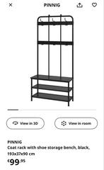 PINNIG Kapstok met schoenenbank - Zwart, Huis en Inrichting, Ophalen of Verzenden, Zo goed als nieuw, Metaal, Staande kapstok