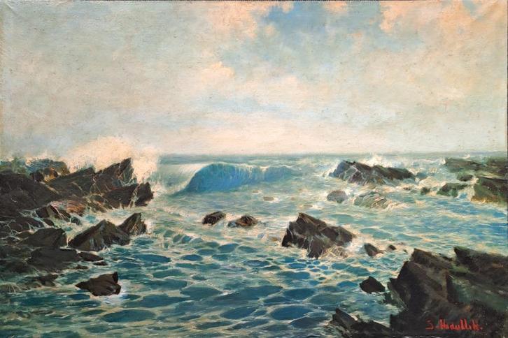 Schilderij Parangtritis Yogyakarta Indonesië, Antiek en Kunst, Kunst | Schilderijen | Klassiek, Ophalen of Verzenden